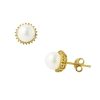 Σκουλαρίκια με λευκά μαργαριτάρια σε χρυσή βάση Κ18 και διαμάντια - G317607
