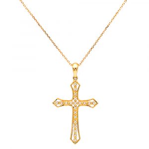 Χρυσός σταυρός με διαμάντια - M315133