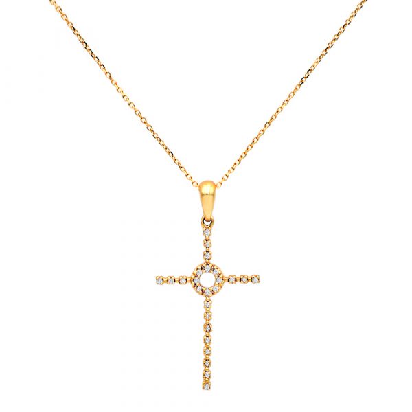 Χρυσός σταυρός με διαμάντια - M315715