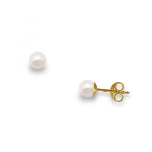 Σκουλαρίκια σε Κ14 χρυσό με λευκά μαργαριτάρια - G307005