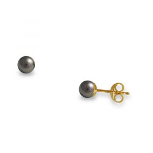 Σκουλαρίκια με μαύρα μαργαριτάρια σε χρυσή βάση Κ14 - G307005B