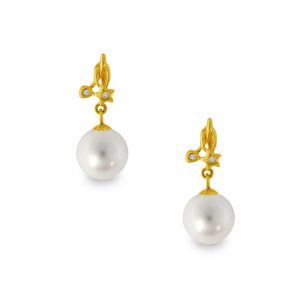 Σκουλαρίκια με γκρι μαργαριτάρια σε χρυσή βάση Κ18 - G318820G