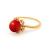 Δαχτυλίδι Κ18 χρυσό με Coral και Διαμάντια - M121398CL