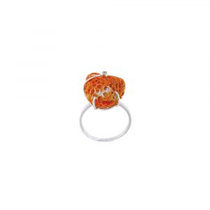 Δαχτυλίδι Κ18 χρυσό με Coral και Διαμάντι - M317641