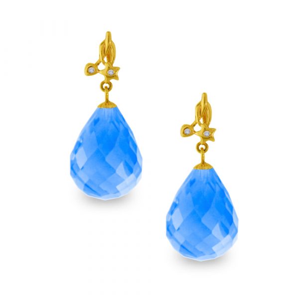 Σκουλαρίκι Κ18 χρυσό με Blue Topaz - M318687
