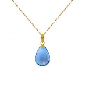 Χρυσό μενταγιόν K18 με Blue Topaz - M120171BT