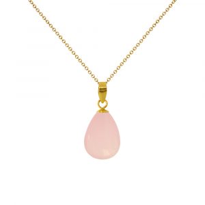 Χρυσό μενταγιόν K18 με Rose Quartz - M120171RQ