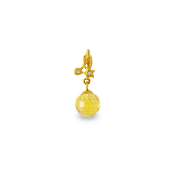 Χρυσό μενταγιόν με Lemon Quartz και διαμάντια - M318449LQ