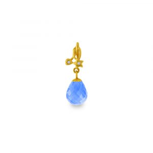 Χρυσό μενταγιόν με Blue Topaz και διαμάντια - M318471BT