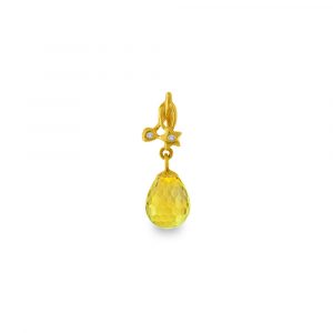 Χρυσό μενταγιόν με Lemon Quartz και διαμάντια - M318471LQ