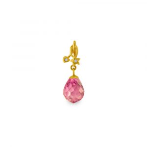 Χρυσό μενταγιόν με Pink Quartz και διαμάντια - M318471PQ