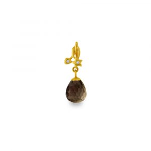 Χρυσό μενταγιόν με Smoked Quartz και διαμάντια - M318471SQ