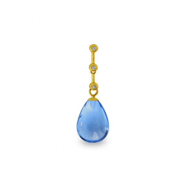 Χρυσό μενταγιόν με Blue Topaz και διαμάντια - M318486BT