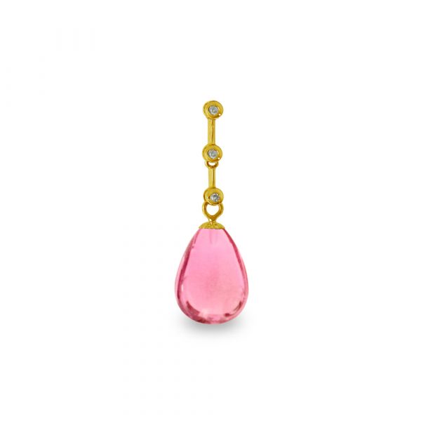 Χρυσό μενταγιόν με Pink Quartz και διαμάντια - M318486PQ
