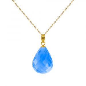 Μενταγιόν Κ18 χρυσό με Blue Topaz - M318491BT