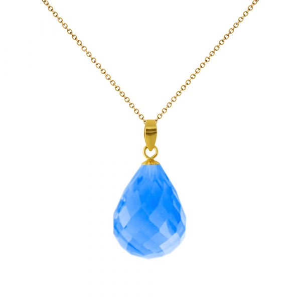 Μενταγιόν Κ18 χρυσό με Blue Topaz - M318491BT