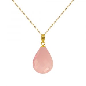 Μενταγιόν Κ18 χρυσό με Rose Quartz - M318491RQ