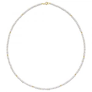 Κολιέ με λευκά μαργαριτάρια και χρυσο κούμπωμα Κ14 - M120599
