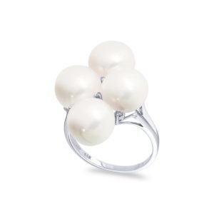 Δαχτυλίδι λευκόχρυσο Κ14 με μαργαριτάρια Fresh Water - W316946