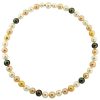 Κολιέ με πολύχρωμα μαργαριτάρια και χρυσά στοιχεία K18 - M122008
