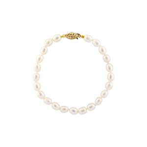 Βραχιόλι με Κ14 χρυσό κούμπωμα και μαργαριτάρια 6,0x7,0mm - G122490