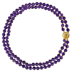 Κολιέ με χρυσά στοιχεία K14 και αμέθυστο - M123565