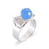 Δαχτυλίδι με Blue Topaz και διαμάντια σε ασήμι 925 - M117755BT