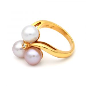 Δαχτυλίδι χρυσό Κ18 με μαργαριτάρια Fresh Water - G317271