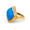 Δαχτυλίδι χρυσό Κ14 με Turquoise και διαμάντια - M303506