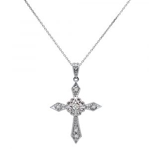 Λευκόχρυσος σταυρός με διαμάντια - M114690