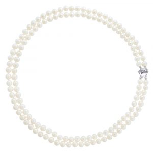 Κολιέ με λευκά μαργαριτάρια και λευκόχρυσο κούμπωμα Κ18 - M123776