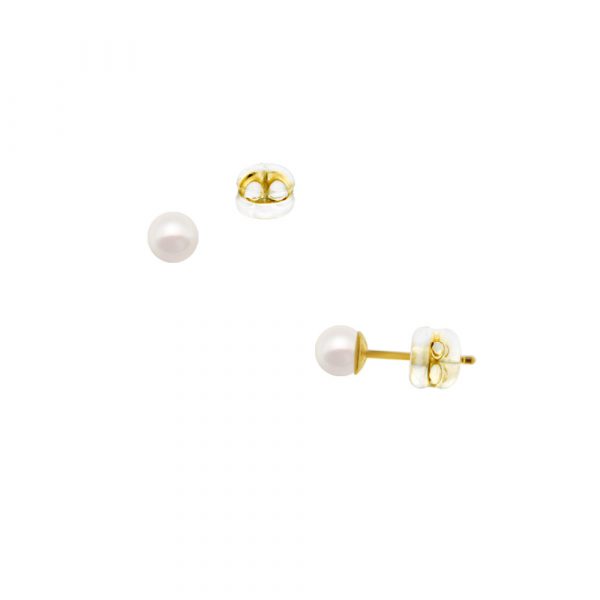 Σκουλαρίκια με λευκά μαργαριτάρια σε χρυσή βάση Κ9 - M123812