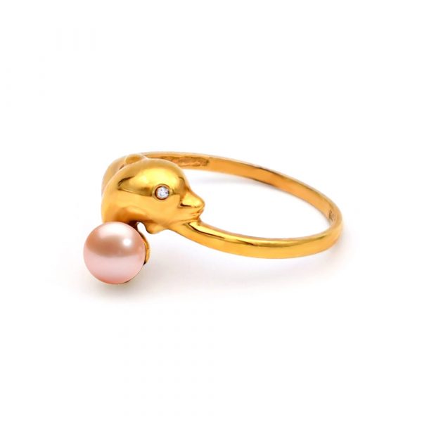Δαχτυλίδι με σομόν μαργαριτάρι Akoya σε χρυσό Κ18 - G317274S