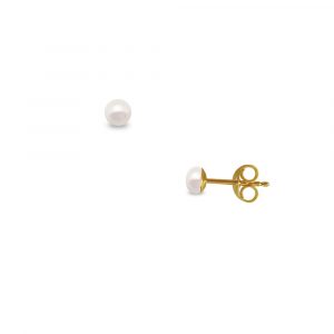 Σκουλαρίκια σε Κ14 χρυσό με λευκά μαργαριτάρια - M123880