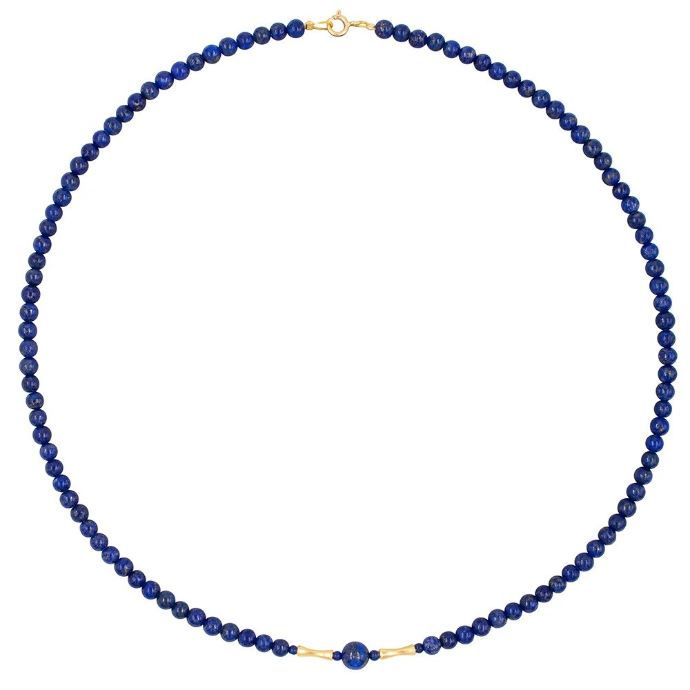Κολιέ με Κ18 χρυσά στοιχεία και λάπις lazuli- F126867