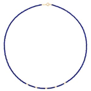 Κολιέ με Κ14 χρυσά στοιχεία και lapis lazuli - F126915L