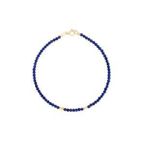 Βραχιόλι με Κ14 χρυσά στοιχεία και lapis lazuli - B126916L